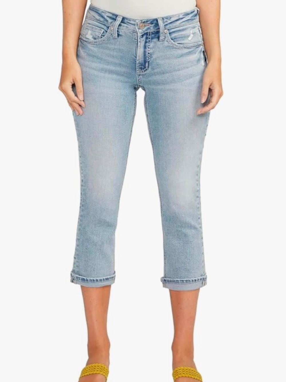 Silver Jeans Co. Women's Britt Low Rise Curvy Fit Capri Jeans, S-34/23.5
